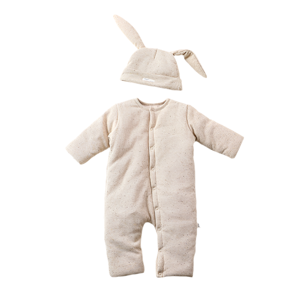 Baby’s Padded Oatmeal-colored Long Rompers