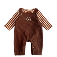 Infant Bear Head Corduroy Overalls Sets