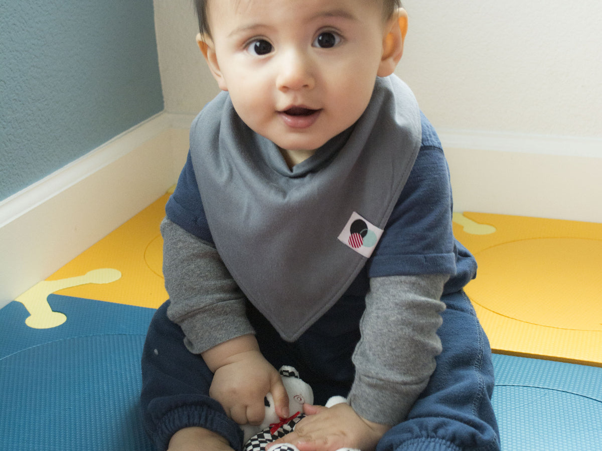 Organic Cotton Baby Bandana Bib - Grey