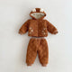 Teddy Paws Pattern Coat With Pants Set