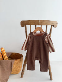 Infant Bear Head Corduroy Overalls Sets