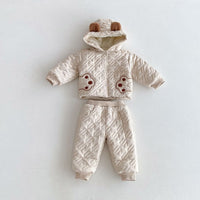 Teddy Paws Pattern Coat With Pants Set