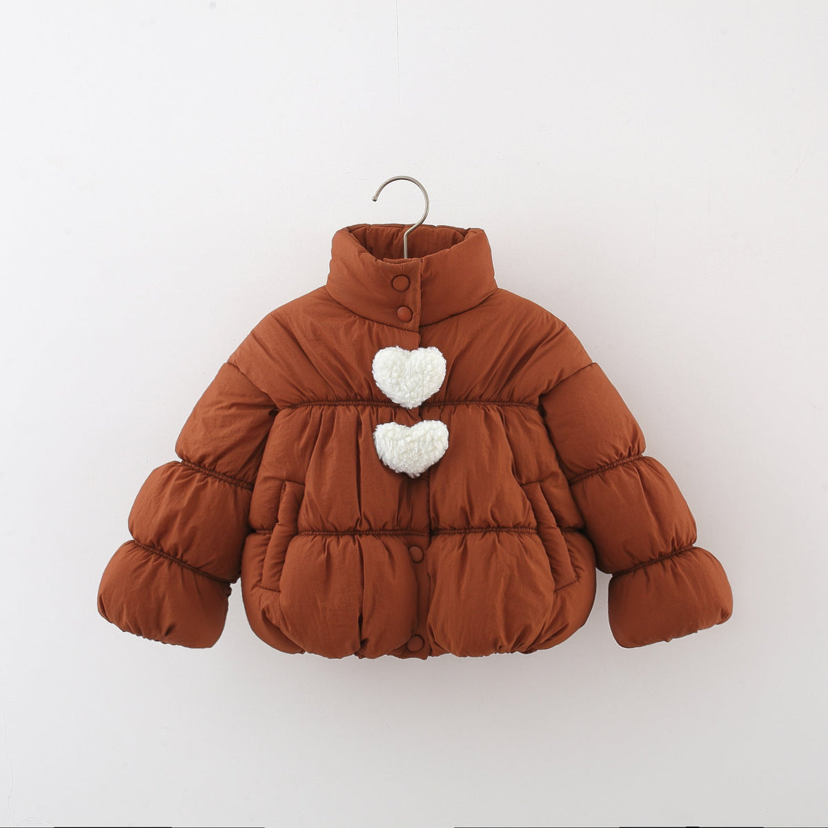 Arrival Heart Pattern Single Breasted Thick Coat